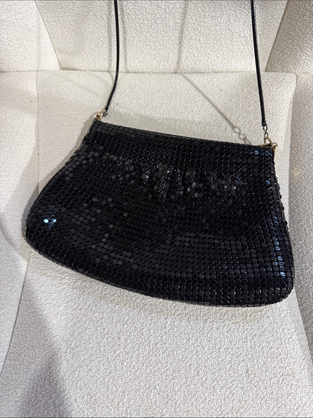 Vintage Black Sequin Crossbody Bag - Elegant Evening Bag
